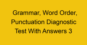 Grammar, Word Order, Punctuation Diagnostic Test With Answers 1