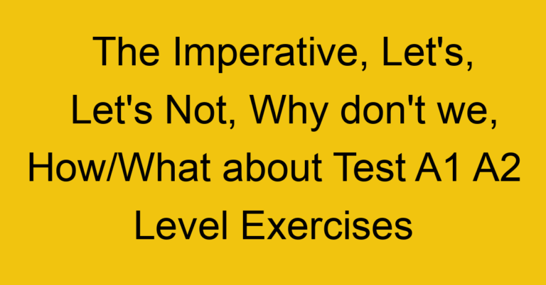 The Present Simple Tense Test A1 A2 Level Exercises